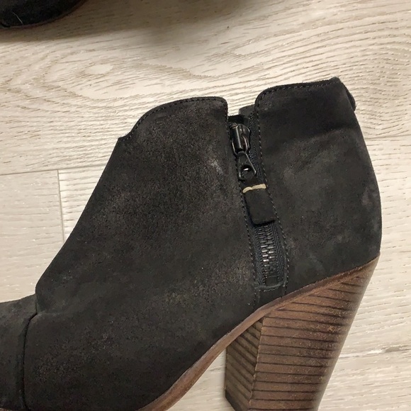 Rag and Bone Margot booties black leather suede size 37 1/2 zipper chunky heels - Picture 12 of 16